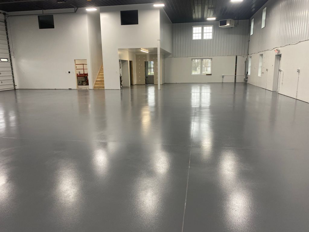 Commercial garage solid grey epoxy floor, Elmer, NJ