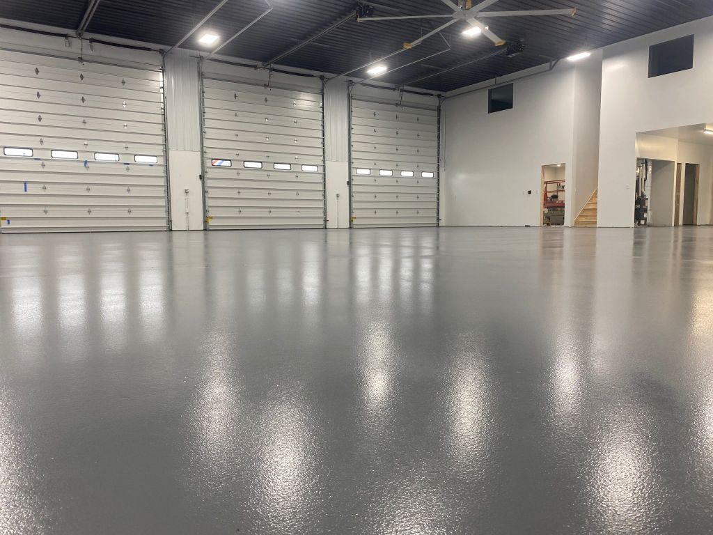 Commercial garage solid grey epoxy floor, Elmer, NJ